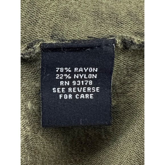 Premise knit sweater size Medium pull over green black animalprint stretch V-nec - Picture 11 of 13